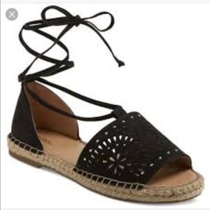 Studded black lace up espadrille sandals